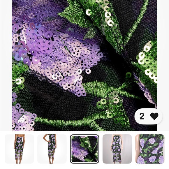 Milly Black and Purple sequin floral cocktail dress - Picture 5 of 6